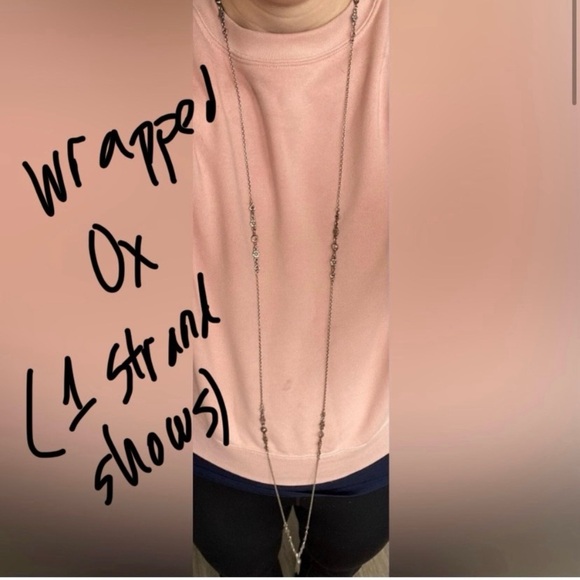 Gas Bijoux - Silver Chain Tassel Wrap Necklace - Long Wrap 2-3x Layer Like New - Picture 10 of 13